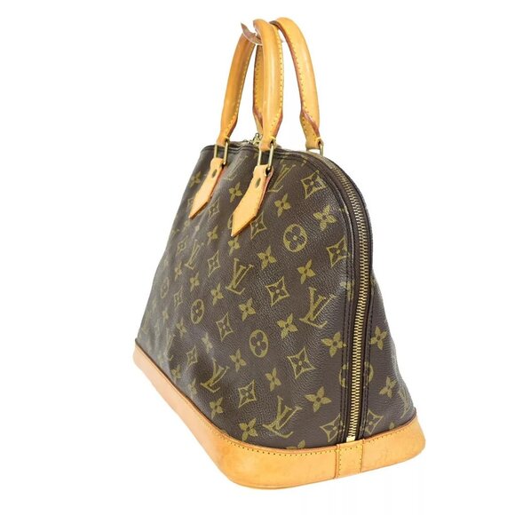 LOUIS VUITTON LV Logo Alma Hand Bag Monogram Leather Brown France - Picture 14 of 16